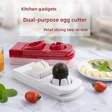 Herramienta multifuncional para cortar huevos, utensilio de cocina elegante para uso doméstico, práctico cortador de huevos 2 en 1 de acero inoxidable. - blanco - Ver 6