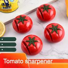 Dụng cụ mài dao mini hình quả cà chua dễ thương, cầm tay, dùng trong gia đình, đá mài nhanh cho nhà bếp (1 cái). - Đỏ - Xem 4