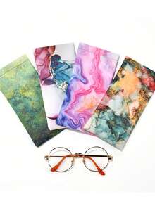 1pc Colorful Cloud Marble Pattern PU (Polyurethane) Glasses Case, Spring/Summer Ladies Glasses Bag, Women's Travel Essential Glasses Pouch, Fashion Eyeglasses Storage Bag, Marble Pattern Glasses Box, Phone Bag, Coin Purse, Jewelry Organizer Bag - Multicolor - View 4