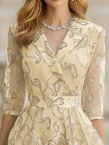 Vestido formal largo con estampado de hojas elegante para mujer, primavera/otoño - Multicolor 9 - Ver 3