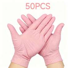 Wholesale--2/50/100Ppcs Light Pink Composite Nitrile Gloves, Disposable Gloves, Suitable For Kitchen, Dishwashing And Home Cleaning, Reversible, Latex-Free Formula, Suitable For Indoor And Outdoor Use, Kitchen Cleaning Gloves. - Light Pink - View 16
