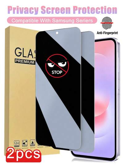 2 片装 - 适用于三星 Galaxy A37 5G 的隐私屏幕保护膜，9H 钢化玻璃，防窥视，防刮擦，兼容手机壳，易于安装，侧边隐私保护，全屏覆盖，紧密贴合，无白边或翘边，兼容 Galaxy A16/A15/A14/A13/A12/A56/A55/A35/A36/A56/A57/A17，手机配件，兼容手机壳，一站式隐私保护。