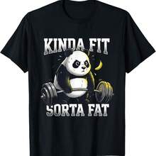 Inappropriate Funny Gym Panda Kinda Fit Sorta Fat T-Shirt - Black - View 1