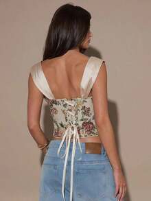 Blusa elegante de jacquard floral para mujer - Multicolor - Ver 2