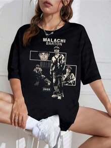 Camiseta Unisex con Estampado de Serie de TV, Cuello Redondo, Manga Corta, Diseño Casual, Ideal para Fans - Blanco - Ver 1