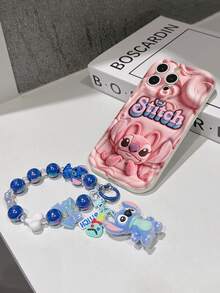Disney Has Authorized, Phone Case - Chain Set, The Stitch Lilo & Stitch 3D Phone Case Plus A Silicone 3D Stitch Bracelet With Metallic Ring Removable Bracelet, Stitch And Angel Pattern, Compatible With Iphone17/16/15/14/13/12/11/XS/XR/X Plus Pro Max, A Stylish Cartoon Phone Case, The Perfect Gift Choice, Phone Protection, Durable Phone Cover, Great Gift For Friends And Family. - 白色 - 查看 5