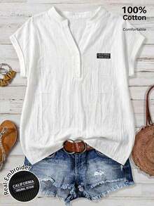 Camisa oscura minimalista casual, adecuada para el verano - Blanco 2 - Ver 1