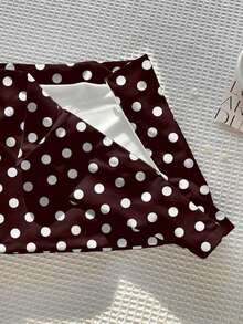 Falda corta de verano informal para mujer con cintura baja de unicolor - Marrón Chocolate - Ver 4