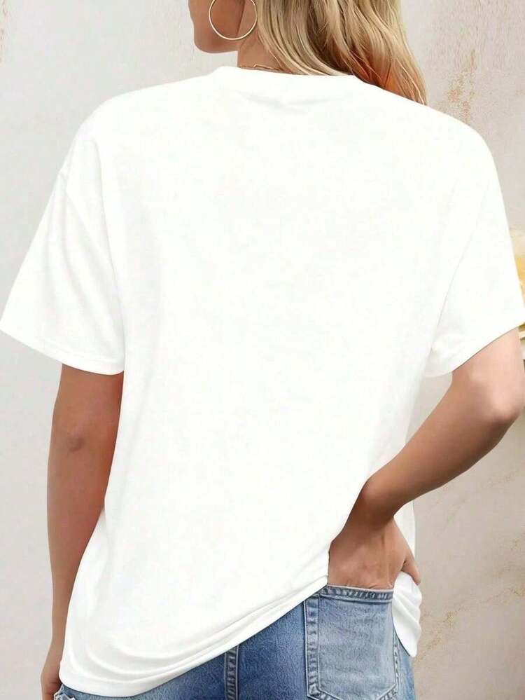 Camiseta de manga corta con estampado de conejo - Blanco - Añade 2