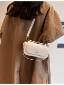 Borsa quadrata piccola di moda per donna, nuova borsa a spalla e a tracolla estiva con design strutturato - Beige - Visualizzare 3
