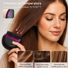 ANTSAY Cepillo Alaciador de Cabello, Mini Cepillo Alisador de Pelo, Alaciadora de Cabello inalámbrico, Plancha de Pelo con Cepillo Caliente, Para Alisar y Peinar Barba y Cabello, Herramienta de Peinado. - Negro - Ver 5