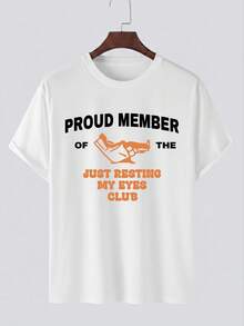 "Proud Member Of The Just Resting My Eyes Club" T-Shirt, A Funny T-Shirt For Dad, A Gift For Dad, A Father's Day T-Shirt. Unisex T-Shirt Made Of 220g Pure Cotton, The Ideal Weight For All Seasons, Suitable For Both Men And Women. Durable, High-Quality Fabric, Soft To The Touch And Long-Lasting. Breathable Top. Suitable For Women's Spring And Summer, Holidays, Mother's Day, And Independence Day. - 白色 - 查看 1