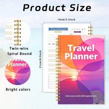 1 pieza Cuaderno planificador de viaje con tema A5 - Diseño de portada artística con degradado rosa-púrpura de atardecer sobre el mar, encuadernación espiral, adecuado para diario de viaje romántico, diario de viaje de paisaje, escritura del estado de ánimo del viaje, mejor regalo para parejas, familia, amigos y amigas - A5 - Ver 2