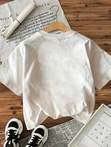2026 New Plus Size Women Short Sleeve Top, Round Neck Design, 100% Printed "Paper Boat Of Hope" Pattern Casual White Summer - White - View 2
