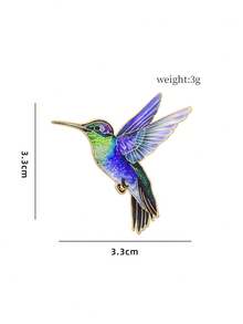 Hummingbird Series Brooch, Exquisite Lively Metal Alloy Clothing/Bag/Pencil Case Decor Enamel Printed Bird Badge - Multicolor - View 8
