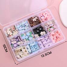 Bộ trang trí nhựa hỗn hợp 12 ô, trang trí nghệ thuật móng tay, phụ kiện thủ công DIY, vật liệu làm trang sức, dự án thủ công thiết kế hoa & chữ - Nhiều màu - Xem 6