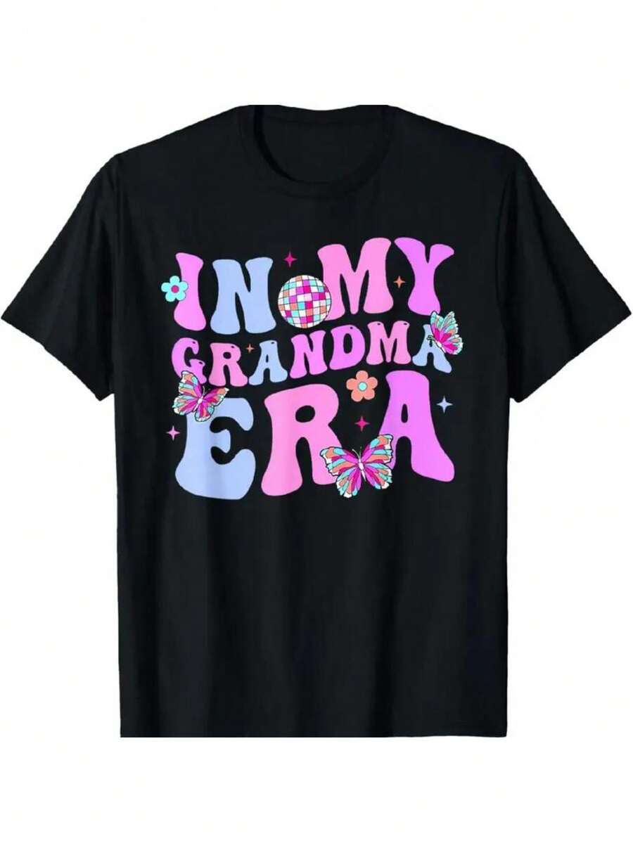 Grandma era Fun 100Percent Cotton Breathable Comfortable Slimming in My Grandma era GrandmaThemed FunTee - Svart - Visa 1