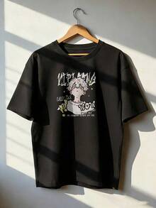 Short-Sleeve T-Shirt With Urban And Anime Style, Fashionable Short-Sleeve T-Shirt For Spring And Summer 2026, Made In Mexico, 180 Grams. Cartoon Print, Couple Design, Suitable For Indoor Or Outdoor Wear. Crew Neck, Unisex, Ideal For Office And Leisure. One-Pack. - BK-P631577SLNDXZGY488 - 查看 1