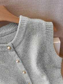 Chaleco de mujer elegante y minimalista, de estilo francés, versátil y elegante - Gris - Ver 7