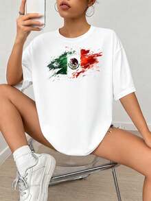 Impresión de arte Fl-ag mexicano, Emblema de Águila y Cacto, Diseño de pincelada verde, blanco y rojo, Decor Patriótico, Gráfico del Símbolo Nacional.jpgRegalos personalizados: Camisetas para mujer con estilos que van desde lo moderno, hippie, casual y minimalista. Ropa masculina personalizada única, armarios cápsula y prendas básicas/urbanas para hombre. Regalos ideales para novios, familiares y amigos, adecuados para cumpleaños, vacaciones, colegio/competiciones, deportes/escalada y más, así como para la moda de otoño y eventos urbanos. Blanco verano. - Blanco - Ver 2