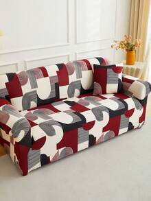 1pc Geometric Bauhaus Print Sofa Cover (Including 1pc Pillow Cover), Dust-Proof, Dirt-Resistant, Elastic Full Coverage Sofa Protector, Living Room Home Decor, Fits 1/2/3/4 Seater Sofa, All Season, Machine Washable - Multicolor - View 8