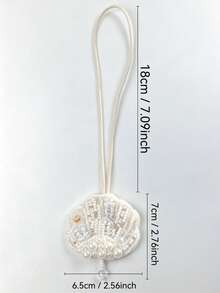 1 pieza Accesorio de bolso estilo bohemio hecho a mano con estrella de mar y concha de plata, adecuado para decoración de bolsos, adorno colgante de coche, accesorio de llavero - Blanco - Ver 3