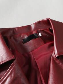 Men's Autumn Jacket In British Punk Style, Slim Fit, Lapel, Zipper And Bias Cut. - Burgundy - View 4