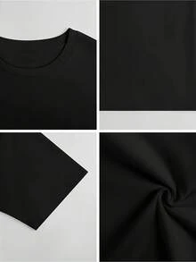 Women's Casual Graphic Print T-Shirt - "Dream Before Coffee" Skull Design, Elastic Crew Neck, Short Sleeve, Machine Washable, Comfortable For All Seasons, Women's T-Shirt, Comfort Fit Design - 黑色 - 查看 3