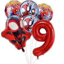 Set Balon Foil Merah Bertema, Balon Karakter Superhero, Dekorasi Pesta Ulang Tahun, Pesta Bertema - Seperti yang ditunjukkan pada gambar. - View 10