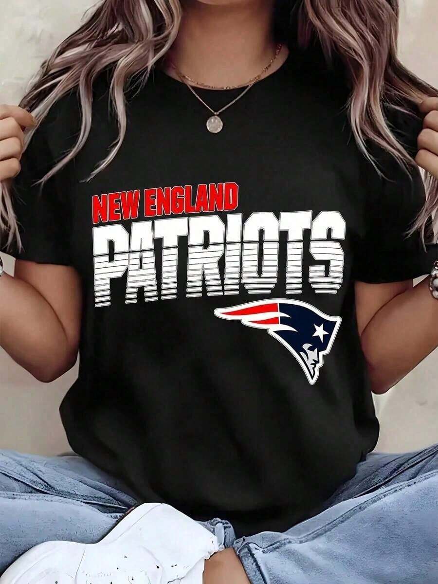 Camiseta de manga corta para mujer, unisex, con estampado del logo de los , para fanáticos del fútbol americano y celebraciones de los días de juego, ideal para parejas y familias. - Negro - Ver 1
