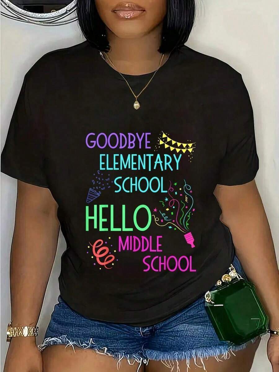 Camiseta de Graduación para Mujer - Diseño Colorido y Divertido con Estampados de Globos, Libros y Lápices, Camiseta Casual de Manga Corta y Cuello Redondo, Adecuada para Celebraciones de Graduación, Maestras y Eventos - Ropa Cómoda de Primavera/Verano Lavable a Máquina, Camiseta para Regreso a Clases, Ropa para Personal, Ropa Casual Duradera, Idea de Regalo para las Fiestas, Camiseta de Regalo de Graduación para Mujer - Estilo Casual, Camiseta Ligera, Regalo para Participantes en Fiestas, Regalo de Agradecimiento para Maestras, Absolutamente - Negro - Ver 1