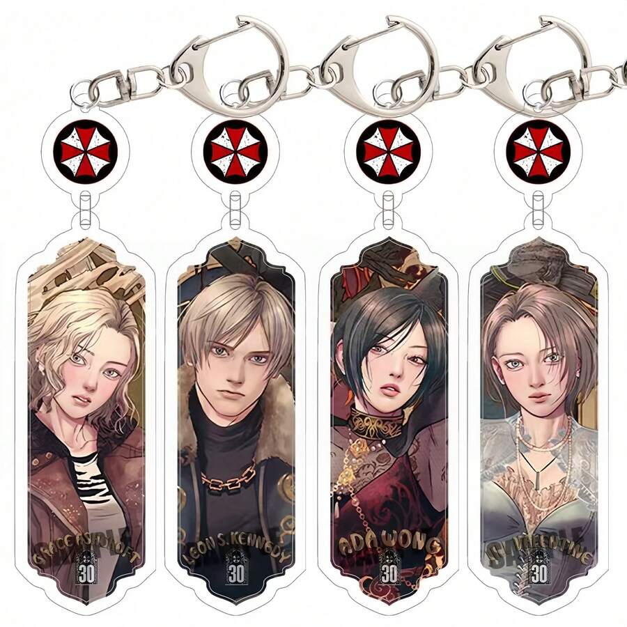 1pc Crisis 4 Keychain, Keychain, Anime Keychain, Leon Kennedy, Wong, Albert Wesker, Jack, Luis, Ashley, Leon Keychain, Bag Pendant, Car Pendant, Hanging Decoration, Birthday Gift, Party Favor - 彩色 - 查看 1