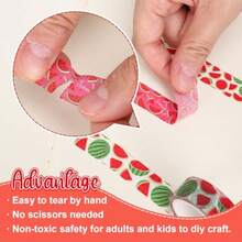 12 Rolls Summer Washi Tape Sweet Decorative Masking Tape Set Fruit Wrapping Paper Tapes For Scrapbook Journal DIY Art Crafts - Watermelon - View 4