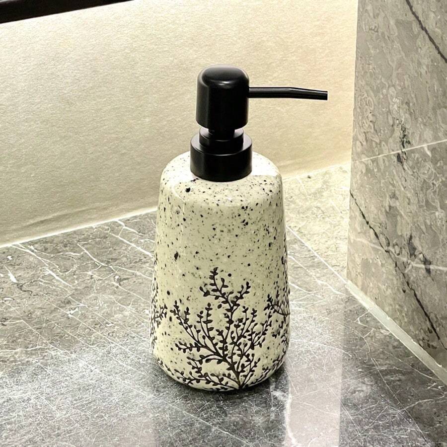 Elegant Minimalist Ceramic Liquid Soap Dispenser, White Soap Pump Bottle, Refillable Lotion/Shower Gel/Hand Wash Container, Bathroom/Rental Home Durable Ceramic Pump Bottle, Cosmetic Refillable Dispenser