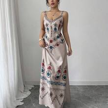 Raffinéa Women's V-Neck Spaghetti Strap Floral Linen-Feel Tie-Waist A-Line Print Dress, Spring/Summer - Rosa - Ver 5