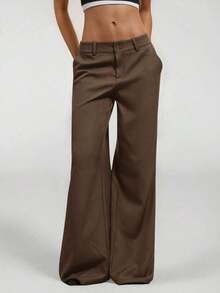 Nuevos pantalones de traje de estilo casual de cintura baja para otoño e invierno - Café integral - Ver 8