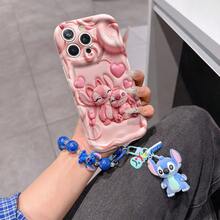 Disney Has Authorized, Phone Case - Chain Set, The Stitch Lilo & Stitch 3D Phone Case Plus A Silicone 3D Stitch Bracelet With Metallic Ring Removable Bracelet, Stitch And Angel Pattern, Compatible With Iphone17/16/15/14/13/12/11/XS/XR/X Plus Pro Max, A Stylish Cartoon Phone Case, The Perfect Gift Choice, Phone Protection, Durable Phone Cover, Great Gift For Friends And Family. - 白色 - 查看 6