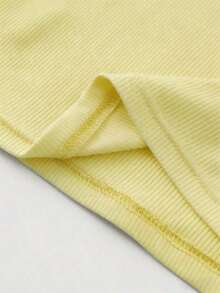 Camiseta de tirantes casual de mujer con estampado de rayas y ribete, adecuada para vacaciones de verano y uso diario - Amarillo - Ver 4