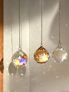 3pcs Colorful Crystal Prism Ball Pendant Solar Powered Dream Catcher Hanging Decor, Rearma Decorations, Home Decor, Room Decor, Wall Decor, Birthday Graduation Christmas Decorative Gift - Multicolor - View 4