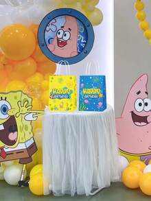 SpongeBob SquarePants SquarePants 生日禮物袋 16入 紙製手提派對伴手禮袋 2款設計（黃色與藍色）水下主題零食袋 印有「Happy Birthday」兒童禮物袋，適合主題派對、糖果袋與派對用品 - Gift bag - 查看 8