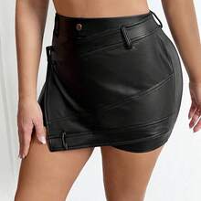 BamGlam Women's Asymmetrical Hem Skorts - Negro - Ver 7