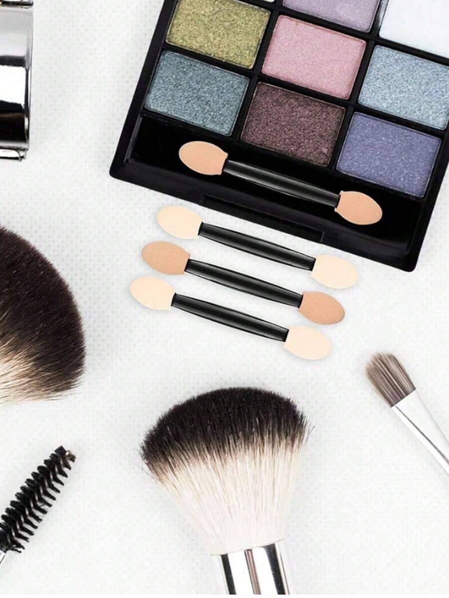 50pcs Disposable Double-Ended Eye Shadow Brushes, Soft Sponge Makeup Applicators For Eye Shadow, Highlighter And Concealer, Beginner-Friendly Portable Makeup Tools; Nail Sponge Magic Wand, Double-Ended Sponge Brush, Gradient Nail Brush, Hand Clip Glitter Brush, Disposable Double-Ended Eye Shadow Brushes, Suitable For Eye Makeup Tools And Nail Art Tools - Multicolor - View 1