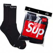 Supreme Hanes Crew Socks (4 Pack) - Black - View 1