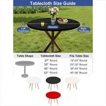 Elastic Fitted Round Table Cloth, Reusable Picnic Table Cover, Windproof Washable Table Protector For Party, Camping, Indoor Outdoor Use - Default - View 2