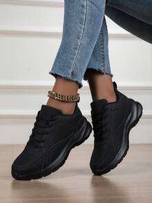 Neue Damen-Sneaker in Großen Größen, Lässig, Leicht und Bequem, Komplett Schwarz, Arbeitsschuhe, Herren-Sneaker, Laufschuhe, Arbeitsschuhe für Catering und Küche am Labor Day - Schwarz - Übersicht 1