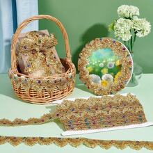 1m/4m 亮面珠飾蕾絲飾邊 1.4英吋金屬色亮片蕾絲布帶 平面縫製布料飾條 DIY手工縫製衣物禮品包裝家居裝飾,金色/銀色/紅色 - A - 查看 10