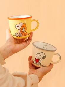 1pc Snoopy Cartoon Ceramic Mug, 340ml Cute Coffee Cup, Multi-Color Optional, Microwave , Perfect For Breakfast Milk, Office & Home Use, Great Gift For Peanuts Fans - Multicolor - View 8