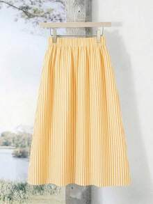 Minifalda casual y versátil a rayas para mujeres, ideal para citas y viajes - Amarillo - Ver 2