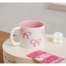 13,4oz Keramikbecher mit Ringgriff, 360 °   Rotierender Kaffeebecher – Elegante geprägte Latte-Art-Tasse für Café, Küche zu Hause, Geschenk - Standard - Übersicht 3