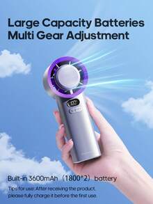 kinscoter 1pc 3600mAh Rechargeable Portable High-Speed Mini Handheld Fan, Outdoor Camping Travel Essential, Back To School Summer Air Cooler, 100-Level High Wind Speed Adjustable Personal Mini Cooling Fan - Handheld - View 3